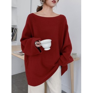 Simple Solid Color Round-Neck Sweater