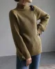 Simple Loose Solid Color High-Neck Sweater