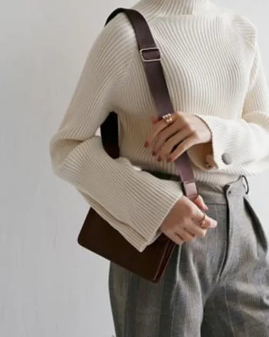 Simple Loose Solid Color High-Neck Sweater