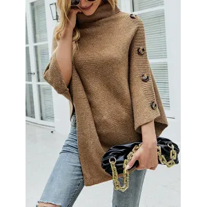 Casual 7 Colors High-Neck Sweater Cape