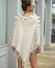 Original 6 Colors Tassels Embroidered Round-Neck Sweater Cape