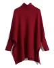 Simple Loose Solid Color High-Neck Batwing Sleeves Sweater