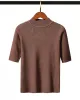 15 Colors Knitting Solid Color High-Neck Short Sleeves Pullover