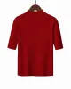 15 Colors Knitting Solid Color High-Neck Short Sleeves Pullover