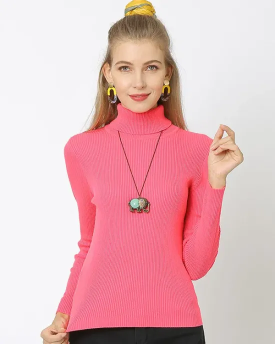 10 Colors Simple Knitting Solid Color High-Neck Pullover