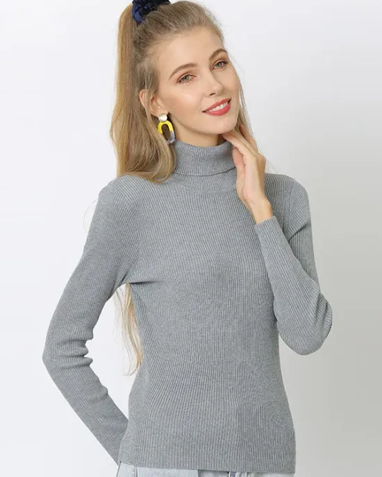 10 Colors Simple Knitting Solid Color High-Neck Pullover