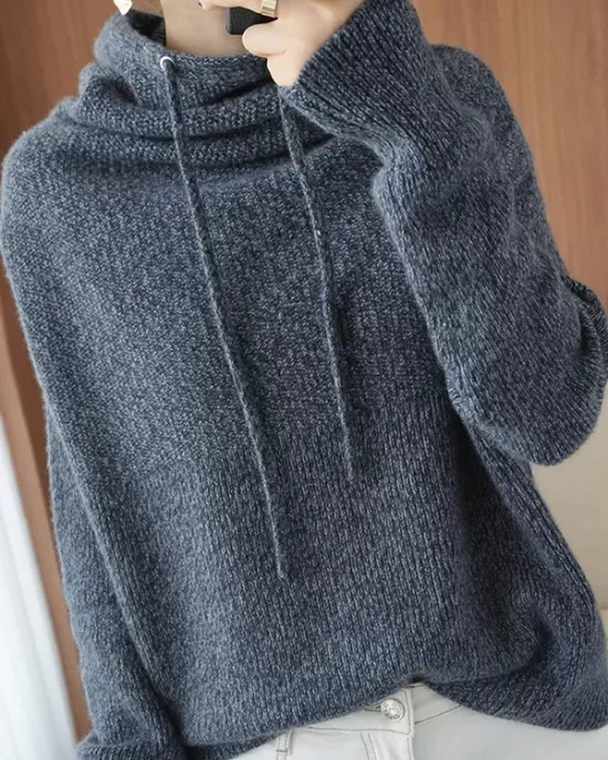 Casual Loose 3 Colors Hooded Long Sleeves Sweater Top