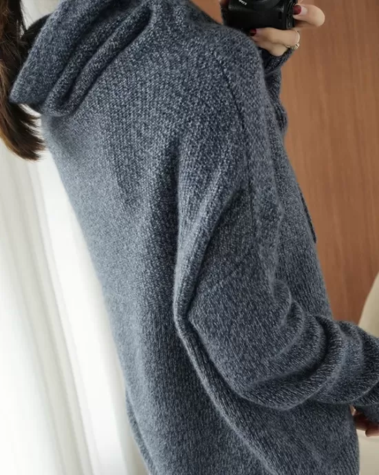 Casual Loose 3 Colors Hooded Long Sleeves Sweater Top