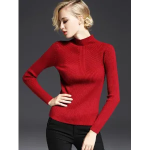 7 Colors Simple Knitting Solid Color High-Neck Sweater