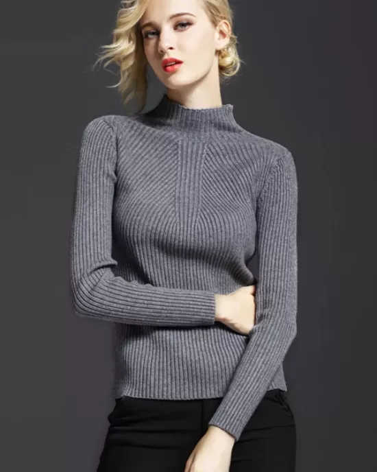 7 Colors Simple Knitting Solid Color High-Neck Sweater