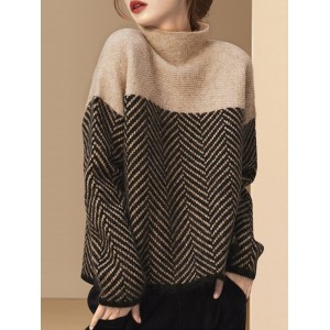 Casual Loose High-Neck Sweater Tops