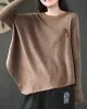 Simple Loose Long Sleeves Solid Color Round-Neck Sweater Tops