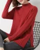 Loose Split-Side Solid Color Half Turtleneck Sweater Tops