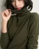 Simple Loose Long Sleeves Solid Color High-Neck Sweater Tops