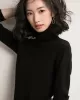 Simple Loose Long Sleeves Solid Color High-Neck Sweater Tops