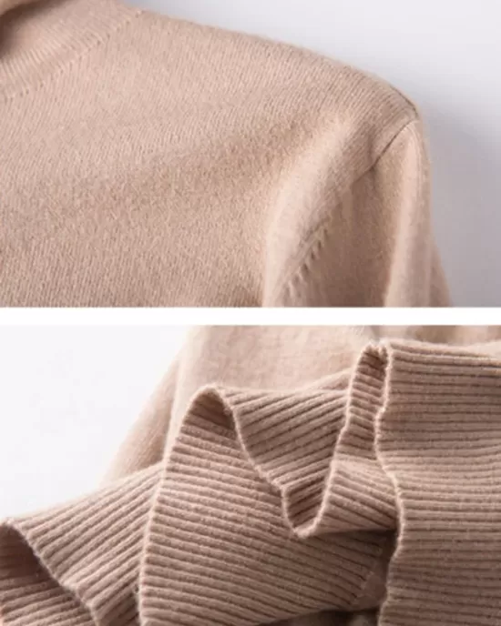 Simple Loose Long Sleeves Solid Color High-Neck Sweater Tops