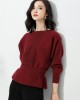 Casual Long Sleeves Solid Color Boat Neck Tunic Sweater Tops