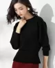 Casual Long Sleeves Solid Color Boat Neck Tunic Sweater Tops