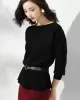 Casual Long Sleeves Solid Color Boat Neck Tunic Sweater Tops