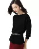 Casual Long Sleeves Solid Color Boat Neck Tunic Sweater Tops