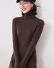 Simple Skinny Long Sleeves Solid Color High-Neck Sweater Tops Pullovers