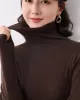 Simple Skinny Long Sleeves Solid Color High-Neck Sweater Tops Pullovers