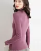 Simple Skinny Long Sleeves Solid Color High-Neck Sweater Tops Pullovers