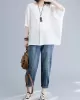 Solid Color Split-Joint Batwing Sleeves Loose Round-neck T-Shirts Tops