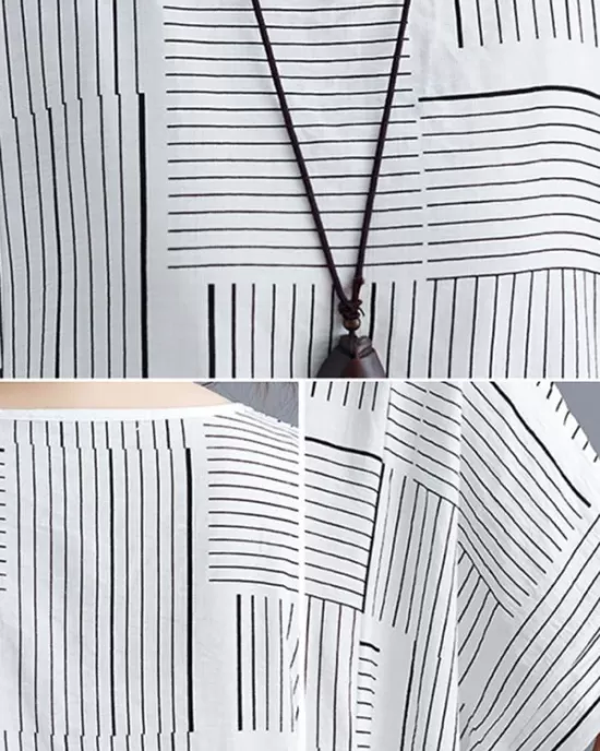 Striped Loose Short Sleeves Round-Neck T-Shirts