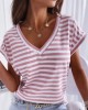 Casual Loose Striped V-Neck T-Shirts Tops