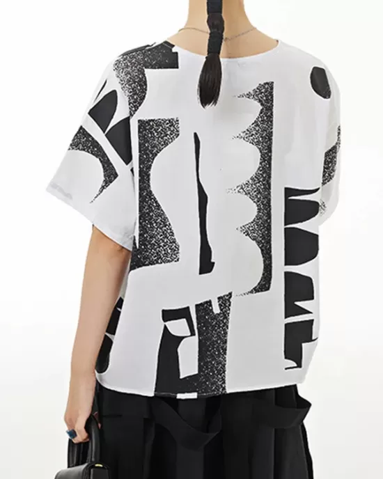 Printed Loose Short Sleeves Round-neck T-Shirts Tops