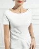 Pleated Solid Color Irregular clipping Short Sleeves Round-neck T-Shirts Tops