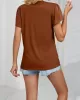 Applique Loose Short Sleeves V-Neck T-Shirts Tops