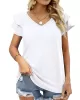 Falbala Solid Color Split-Joint Loose Short Sleeves V-Neck T-Shirts