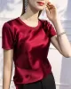 Solid Color Short Sleeves Round-neck T-Shirts Tops