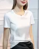 Solid Color Short Sleeves Round-neck T-Shirts Tops