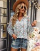 Casual Loose Floral Printed V-Neck T-Shirt