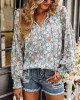 Casual Loose Floral Printed V-Neck T-Shirt