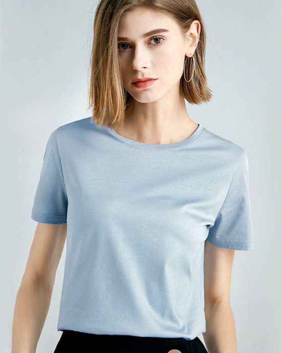 Simple Loose Short Sleeves Solid Color Round-Neck T-Shirts Tops