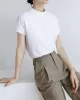 Casual Short Sleeves Loose Solid Color Stand Collar T-Shirts Tops