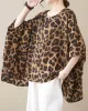 Leopard Batwing Sleeves Loose Round-Neck T-Shirts Tops