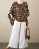 Leopard Batwing Sleeves Loose Round-Neck T-Shirts Tops