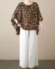 Leopard Batwing Sleeves Loose Round-Neck T-Shirts Tops