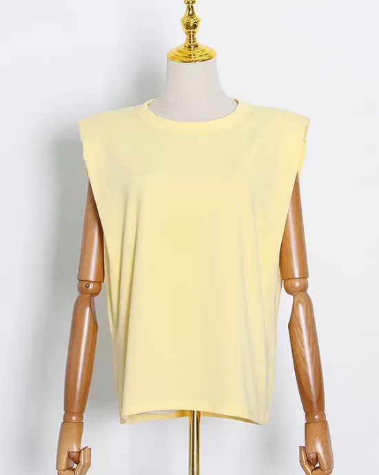 Solid Color Cap Sleeve Loose Round-Neck T-Shirts