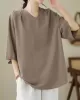 Solid Color Loose Short Sleeves V-Neck T-Shirts