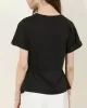 Pleated Solid Color Split-Front Split-Joint Batwing Sleeves Loose Round-Neck T-Shirts