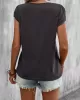 Solid Color Loose Short Sleeves V-neck T-Shirts Tops