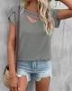 Solid Color Loose Short Sleeves V-neck T-Shirts Tops