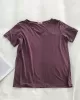 Solid Color Loose Short Sleeves U-Neck T-Shirts Tops