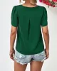 Hollow Solid Color Loose Short Sleeves Round-Neck T-Shirts Tops